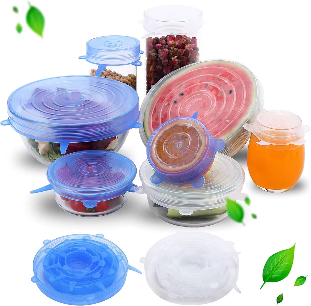 Couvercle de conservation en silicone de qualité alimentaire, réutilisable, hermétique, 6 pièces