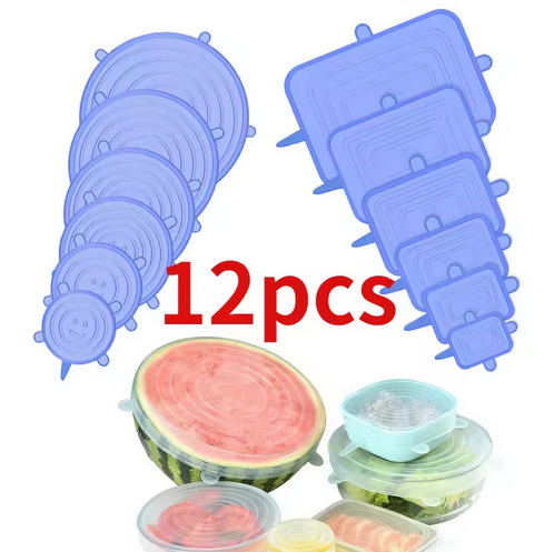 Couvercle de conservation en silicone de qualité alimentaire, réutilisable, hermétique, 12 pièce