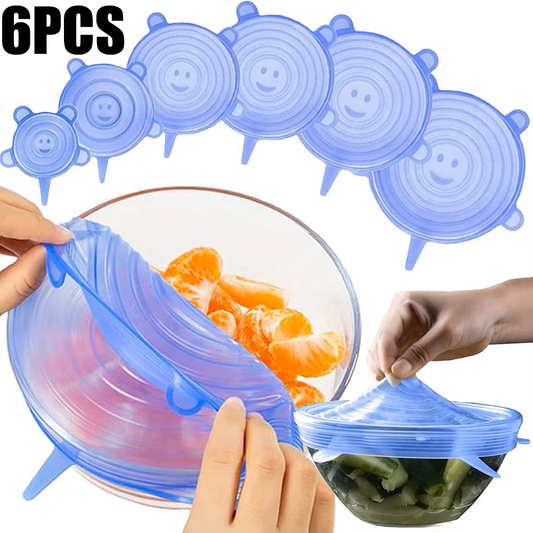 Couvercle de conservation en silicone de qualité alimentaire, réutilisable, hermétique, 6 pièces